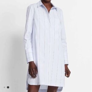 Club Monaco Strawberta Quiet Luxury Striped Shirt Blue Black White Dress Size 4